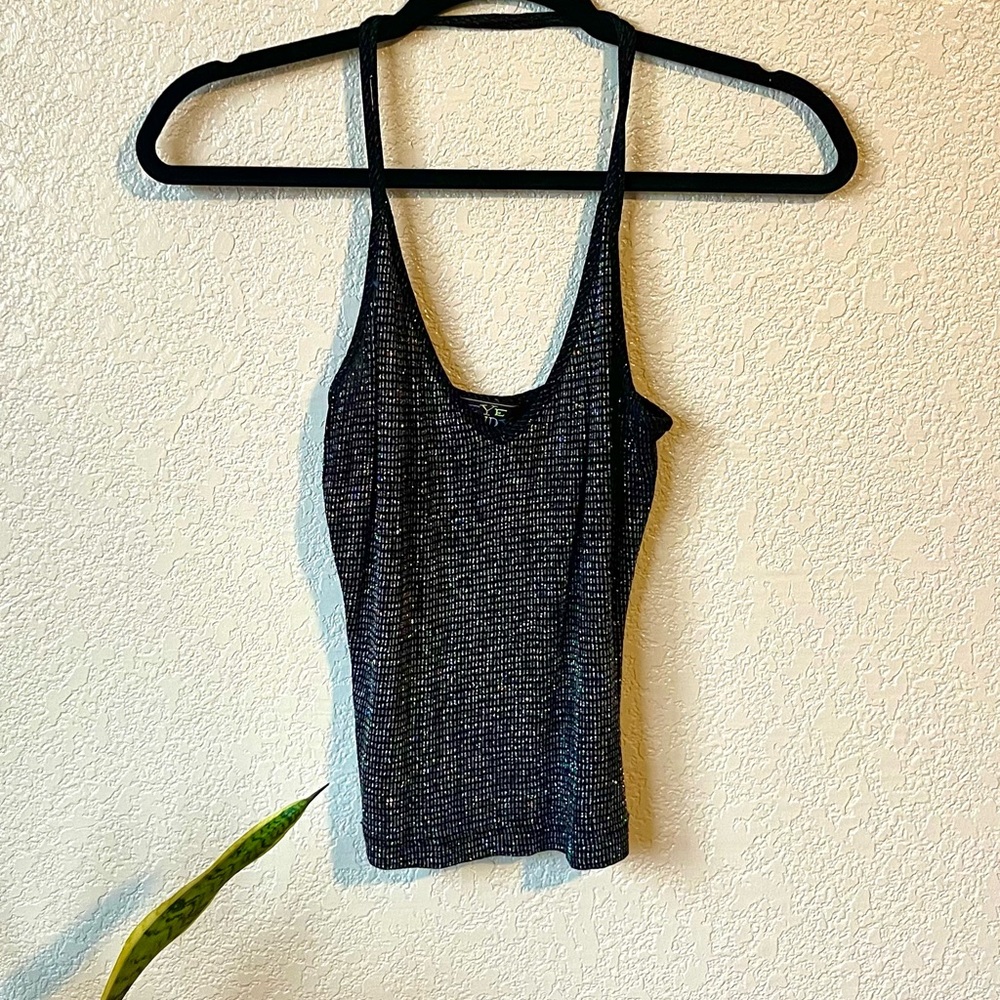Eye Candy Black Sparkle Spaghetti Strap Top